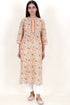 Terry Voile Kurta With Kota Dupatta In Floral Block Print