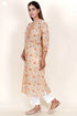 Terry Voile Kurta With Kota Dupatta In Floral Block Print