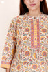 Terry Voile Kurta With Kota Dupatta In Floral Block Print
