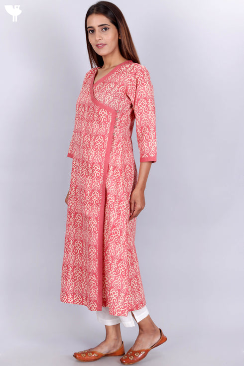 Terry Voile Kurta And Chiffon Dupatta Set In Floral Block Print