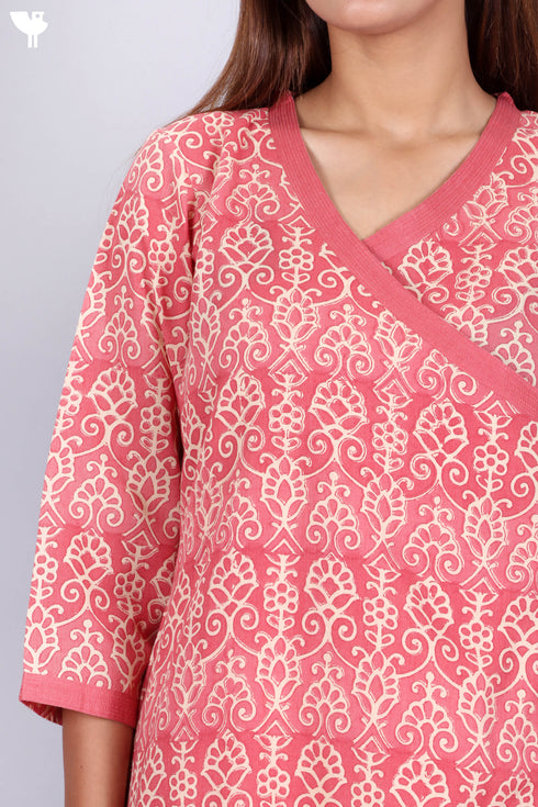 Terry Voile Kurta And Chiffon Dupatta Set In Floral Block Print