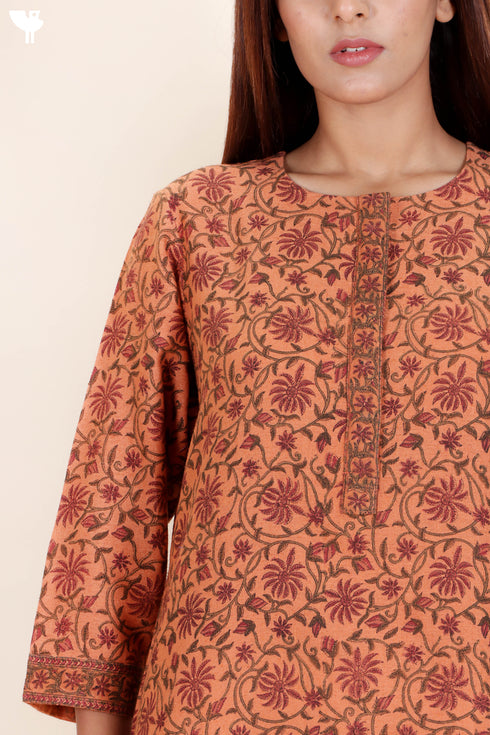 Bhagalpur Kurta With Chiffon Dupatta In Block Print