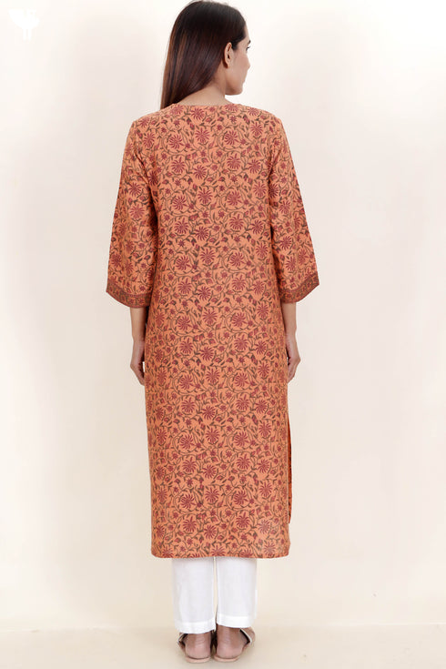 Bhagalpur Kurta With Chiffon Dupatta In Block Print