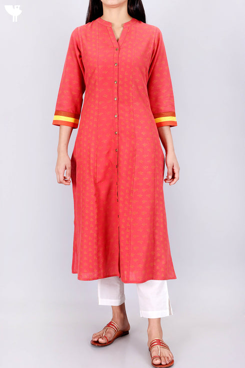 Khaadi Kurta And Kota Dupatta Set In Block Print