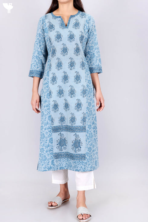 Khaadi Cotton Kurta With ChiffonDupatta In Block Print