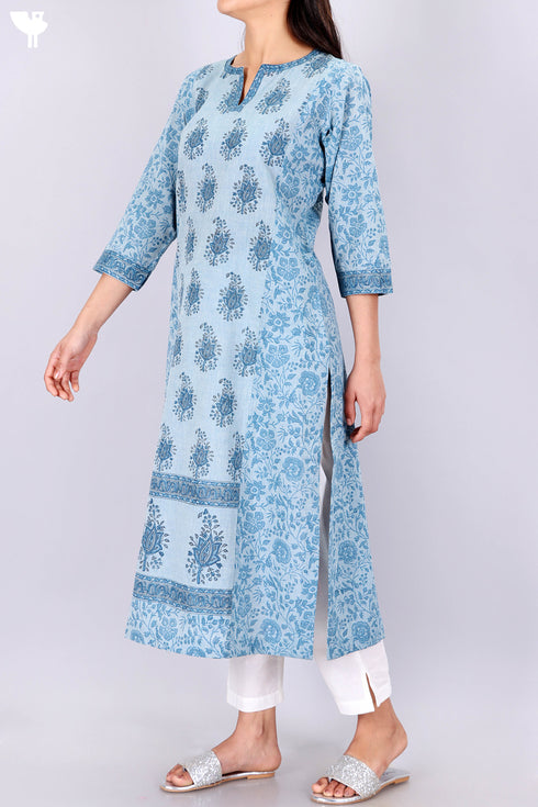 Khaadi Cotton Kurta With ChiffonDupatta In Block Print