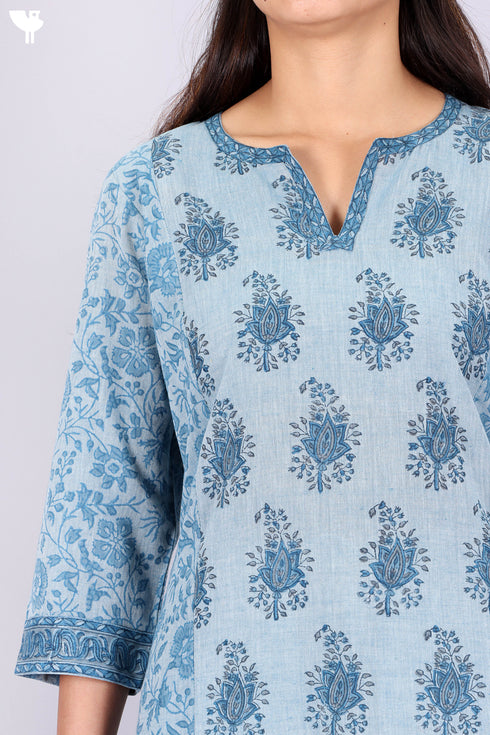 Khaadi Cotton Kurta With ChiffonDupatta In Block Print