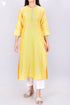 Chanderi Silk Kurta With Dupatta In Golden Yellow Floral Block Print
