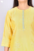 Chanderi Silk Kurta With Dupatta In Golden Yellow Floral Block Print