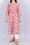Terry Voile Kurta With Chiffon Dupatta In Floral Block Print