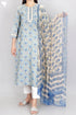 Terry Voile Kurta With Chiffon Dupatta In Floral Block Print
