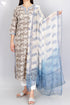 Terry Voile Kurta With Chiffon Dupatta In Block Print