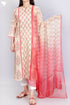 Terry Voile Kurta With Chiffon Dupatta In Floral Block Print