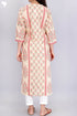 Terry Voile Kurta With Chiffon Dupatta In Floral Block Print
