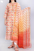 Terry Voile Kurta With Chiffon Dupatta In Floral Block Print