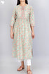 Terry Voile Kurta With Chiffon Dupatta In Floral Block Print