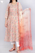 Terry Voile Kurta With Chiffon Dupatta In Floral Block Print
