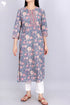 Terry Voile Kurta With Chiffon Dupatta In Floral Block Print