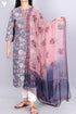 Terry Voile Kurta With Chiffon Dupatta In Floral Block Print