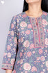 Terry Voile Kurta With Chiffon Dupatta In Floral Block Print