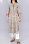 Terry Voile Kurta With Chiffon Dupatta In Graphic Block Print
