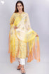Terry Voile Kurta With Chiffon Dupatta In Floral Block Print