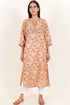 Terry Voile Kurta With Chiffon Dupatta In Floral Block Print