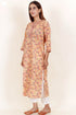 Terry Voile Kurta With Chiffon Dupatta In Floral Block Print