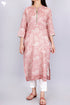 Kota Doria Kurta And DupattaIn Pale Pink Floral Block Print