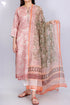 Kota Doria Kurta And DupattaIn Pale Pink Floral Block Print