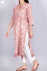 Kota Doria Kurta And DupattaIn Pale Pink Floral Block Print