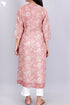 Kota Doria Kurta And DupattaIn Pale Pink Floral Block Print