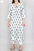 Cambric Cotton Lucknowi Kurta With Kota Doria Dupatta In Floral Block Print