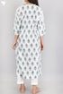 Cambric Cotton Lucknowi Kurta With Kota Doria Dupatta In Floral Block Print