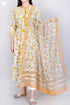 Cambric Cotton Kurta With Kota Doria Dupatta In Floral Block Print