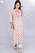 Cambric Cotton Kurta With Kota Doria Dupatta In Floral Block Print