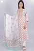 Cambric Cotton Kurta With Kota Doria Dupatta In Floral Block Print