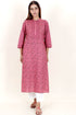 Cambric Cotton Kurta With Kota Doria Dupatta In Floral Block Print