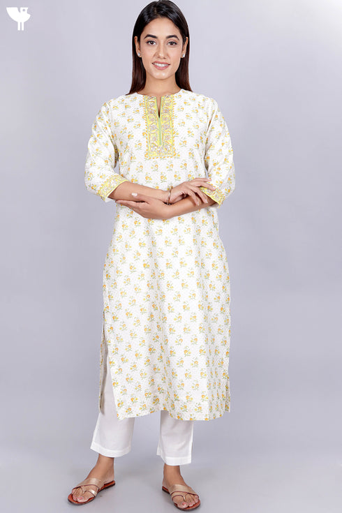 Chanderi Silk Kurta And Dupatta Set With Gota Embroidery