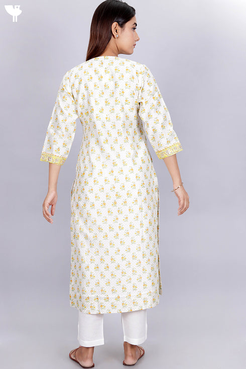 Chanderi Silk Kurta And Dupatta Set With Gota Embroidery