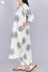 Organic Slub Cotton Kurta With Kota Doria Dupatta in Floral Block Print