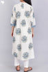 Organic Slub Cotton Kurta With Kota Doria Dupatta in Floral Block Print