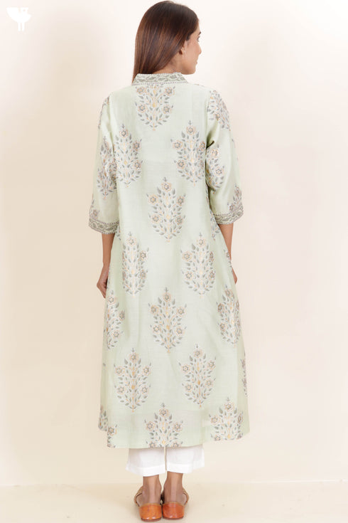 Chanderi Silk Kurta And Dupatta Set With Gota Embroidery