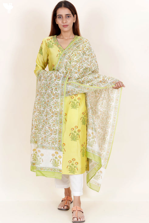 Chanderi Silk Kurta And Dupatta Set With Gota Patti Embroidery