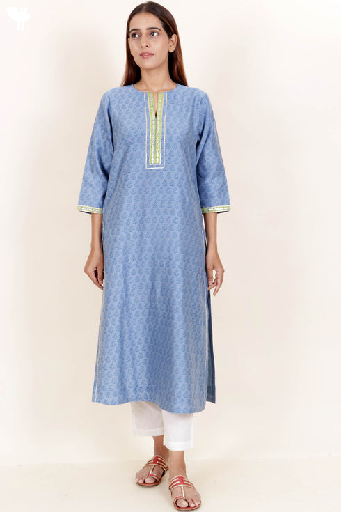 Chanderi Silk Kurta And Dupatta With Gota Patti Embroidery