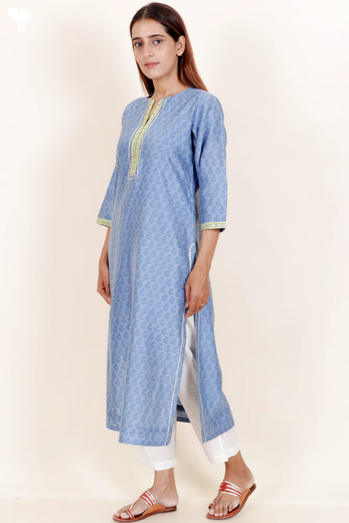 Chanderi Silk Kurta And Dupatta With Gota Patti Embroidery