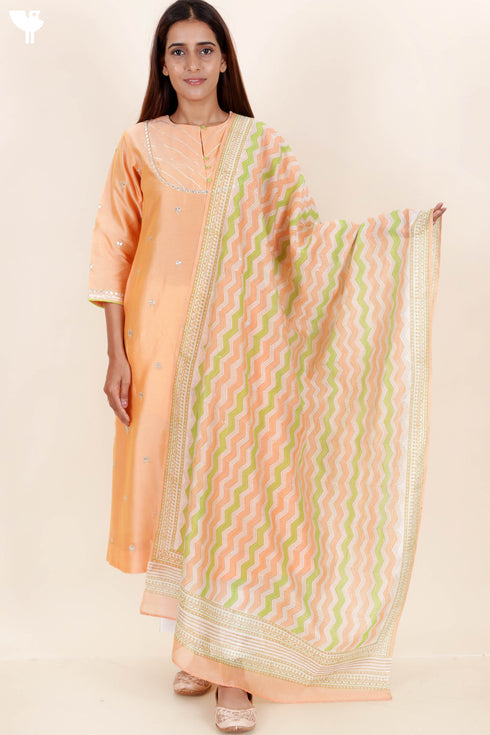 Chanderi Silk Kurta And Dupatta Set With Gota Patti Embroidery