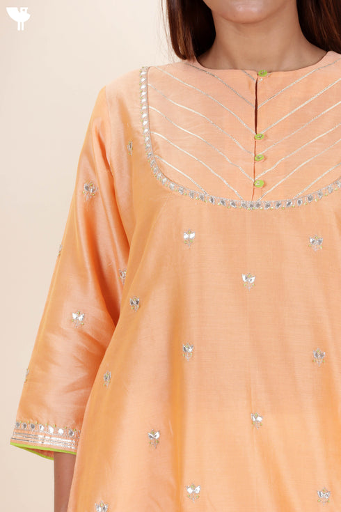 Chanderi Silk Kurta And Dupatta Set With Gota Patti Embroidery