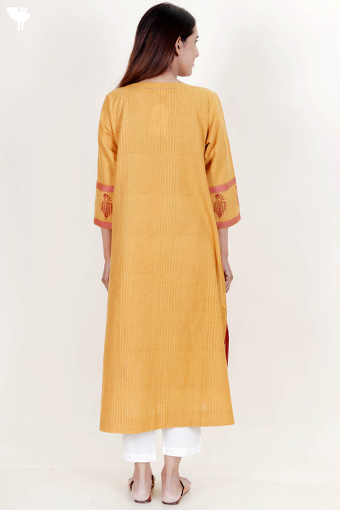 Khaadi Kurta And Kota Dupatta Set In Block Print