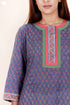 Terry Voile Kurta With Kota Dupatta In Floral Block Print